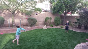 Carter and Noah threw the football back and forth somewhere around 1000 times.