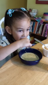 mylee eating soup