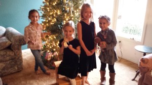 Kaiya, Magnolia, Dagny, and Mylee help me decorate my angel tree early this year.