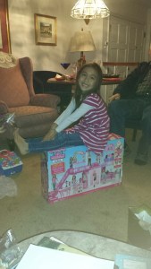 Kaiya is very happy with her Barbie mall.