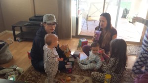 Maggie and Austin visit with Alyx and Cole while Kaiya supervises.