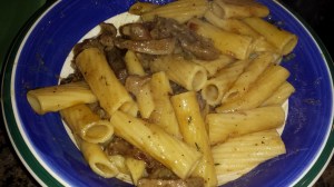 Leftover Prime Rib with Pasta. Yum.