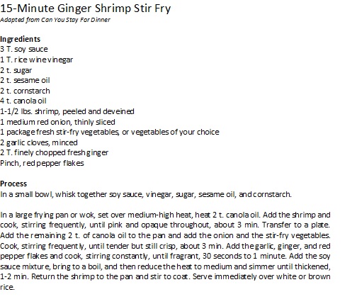 ginger shrimp stir fry