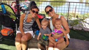 Visiting the zoo L-R, Maggie's friend Allison, the child she babysits Cole, Maggie, and Lilly