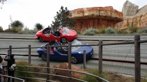Cars "race" at the Radiator Springs Road Rally