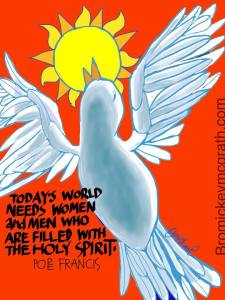 The Holy Spirit, as depicted by Brother Mickey Mcgrath, a Roman Catholic brother and accomplished artist. Many of his works feature the Holy Spirit.