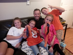 Addie, Dagny, Maggie, Alastair and Allen root for the Broncos.