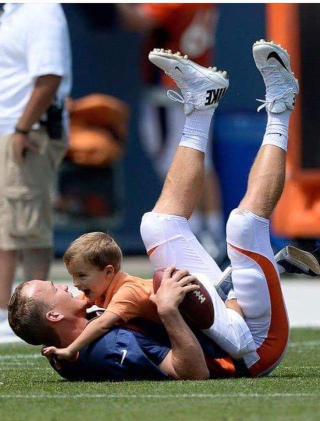 Peyton with his son Marshall.