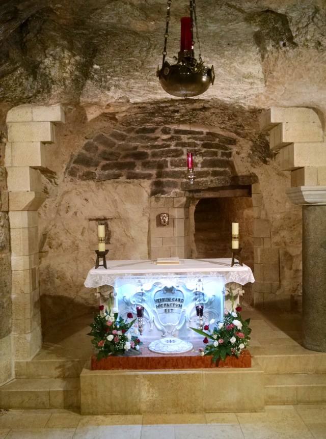 This is a grotto located below the church where the Holy Family is thought to have lived.