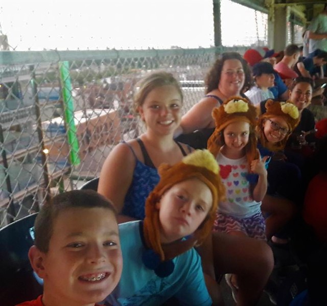 Dagny and most of the rest of the family attended a Cubs game in Chicago this summer, and proudly wore Cubs hats. 